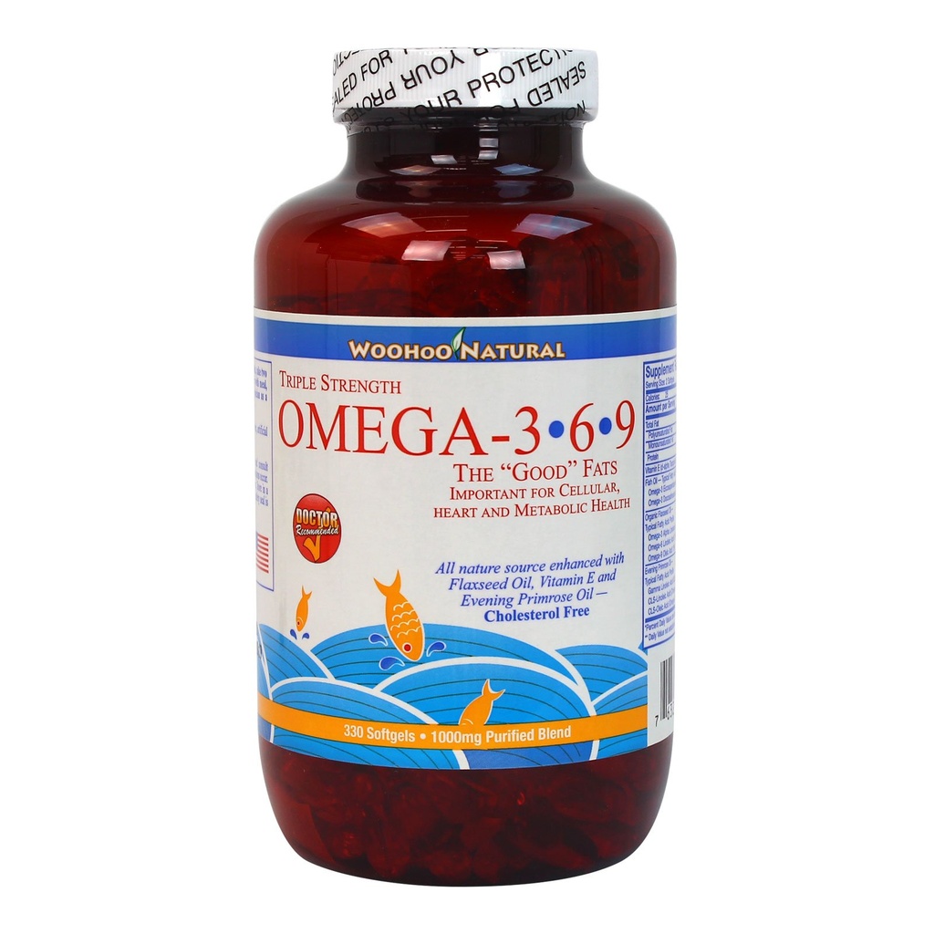 Woohoo Natürliche Triple Stärke Cholesterin Kostenlose Omega 3 6 9 Fish Oil Formla 330 Softgels (1)