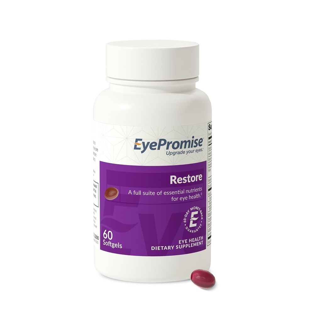EyePromise Restore Eye Health Supplement - 60 Softgels, 30-Day Supply - Omega 3 Supplement mit Zeaxanthin, Lutein, Fischöl, EPA, DHA & Vitamine für Augengesundheit