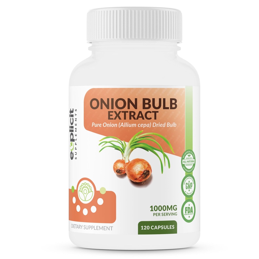 Tous les extraits d'oignon naturels 1000mg - ampoule d'oignon séché (Allium Cepa) Supplément à base de plantes - 120 Capsules