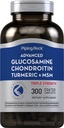 Piping Rock Glucosamin Chondroitin MSM Kurkuma | 300 Kapseln | Supplement für Frauen und Männer | Advanced Triple Strength Complex | Nicht-GVO & Glutenfrei
