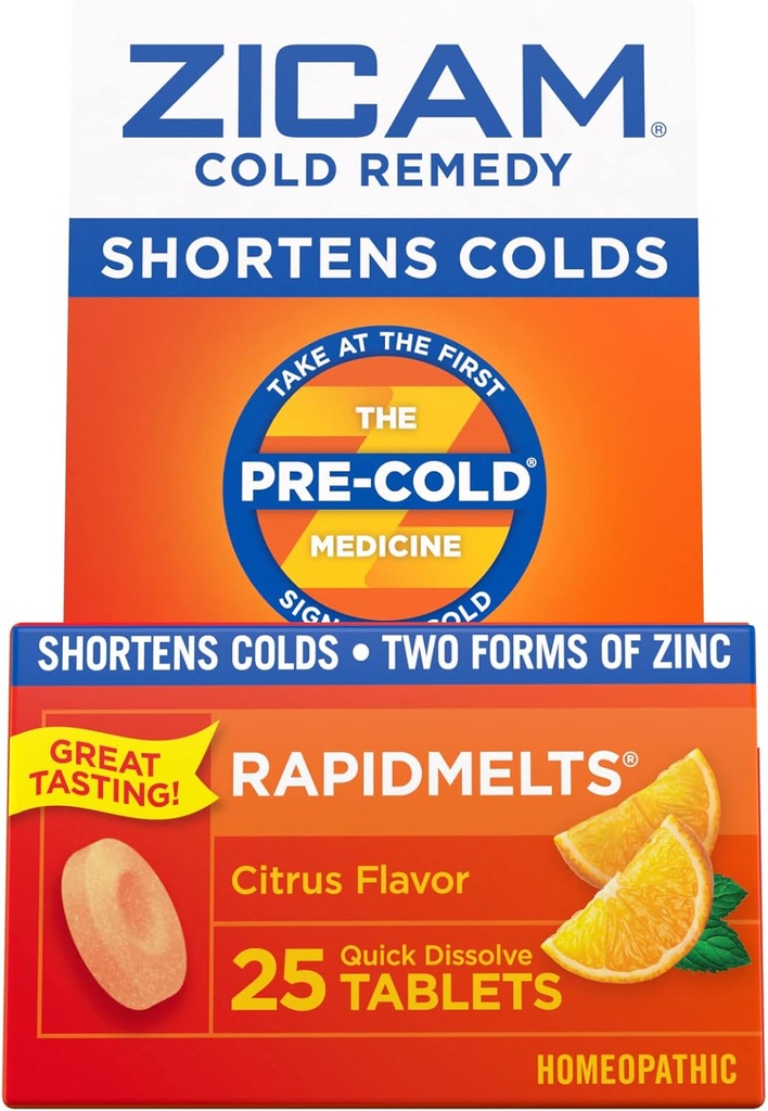 Zicam Cold Remedy Zink Rapidmelts, Citrus Flavor, 25 Count (Pack von 2)