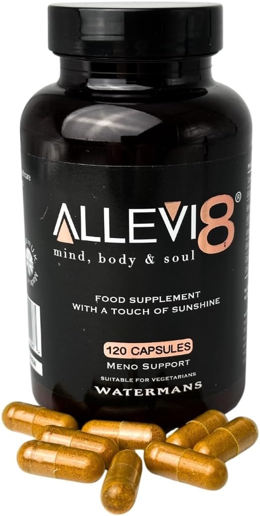 Watermans Allevi8 Curcumin Turmeric, Ginger, Frankincense, Vitamin D & Black Pepper Extract for Best Absorption - Daily Joint & Mental Health, Immun Health Support