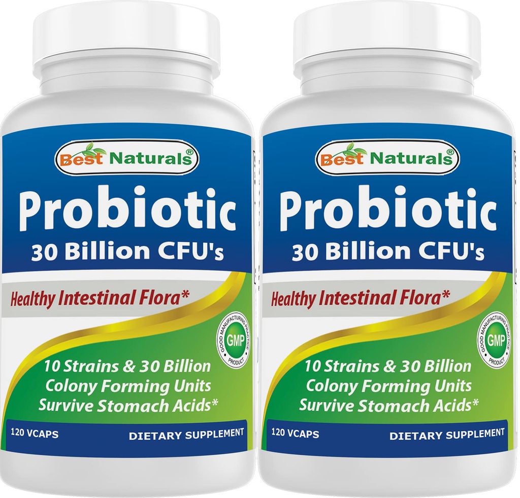 Meilleures naturelles Probiotique 10 souches 30 milliards de plateau Stable 120 Veggie Caps (120 comte (paquet de 2))