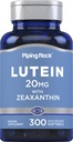 Piping Rock Lutein und Zeaxanthin Ergänzung | 20 mg | 300 Softgels | Augen Vitamin von Marigold Extrakt | Non-GMO, Glutenfrei