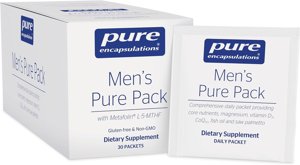 Pure Encapsulations Men's Pure Pack | Multivitamin/Mineral Complex with Added Magnesium, Vitamin D3, CoQ10, and Omega-3 Fatty Acids* | 30 Packets