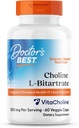 Doctor's Best Choline L-Bitartrate (VitaCholine), unterstützt pränatale Gesundheit & Liver-Funktion, Non-GMO, Glutenfrei, Sojafrei, Vegan 60 Veggie Caps