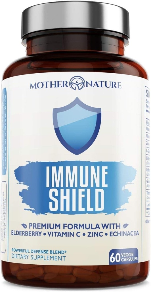 Fortgeschrittene 7-in-1 Immununterstützungsergänzung für Allergien - Elderberry, Vitamin C, Zink und mehr - Boosts Immunität bei Erwachsenen und Kindern (60 Vegan Kapseln)