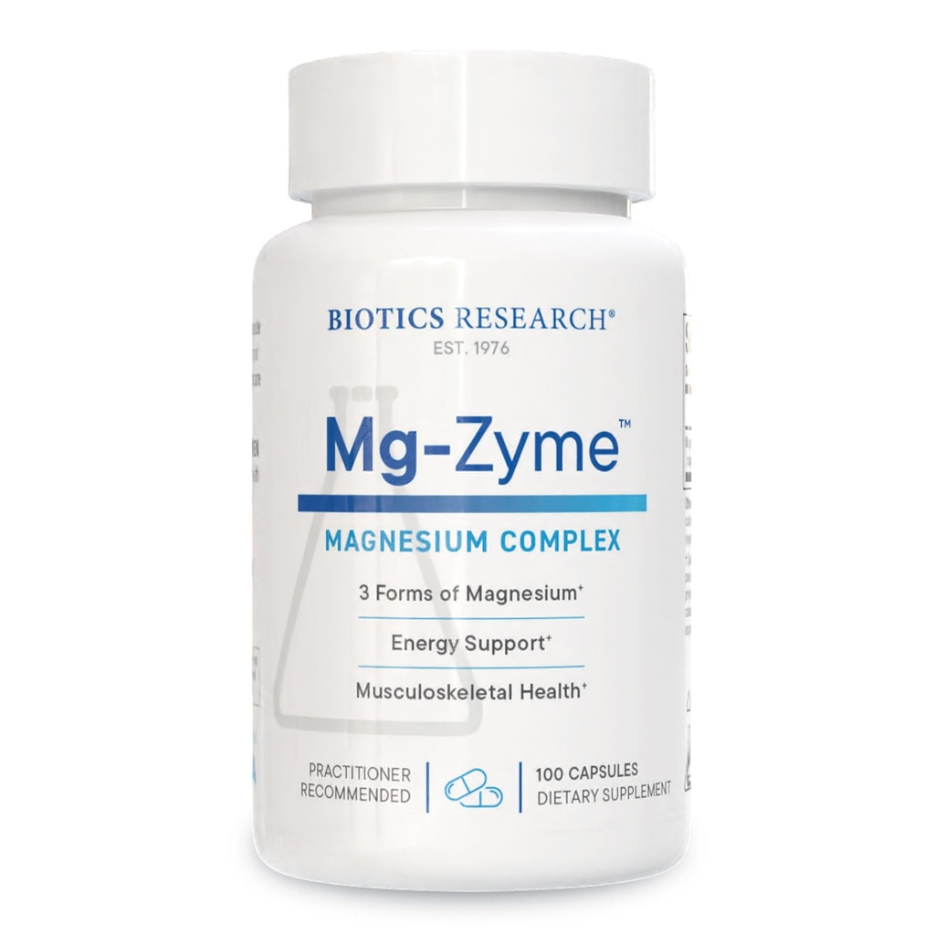 Biotics Research Mg-ZymeTM Triple Magnesium Complex 100 mg- Magnesium Glycinat, Gluconate, Aspartate Chelat Supplement, hohe Absorption, Unterstützung Schlaf, Energie, Herz-Kreislauf-Gesundheit–100 Kapseln