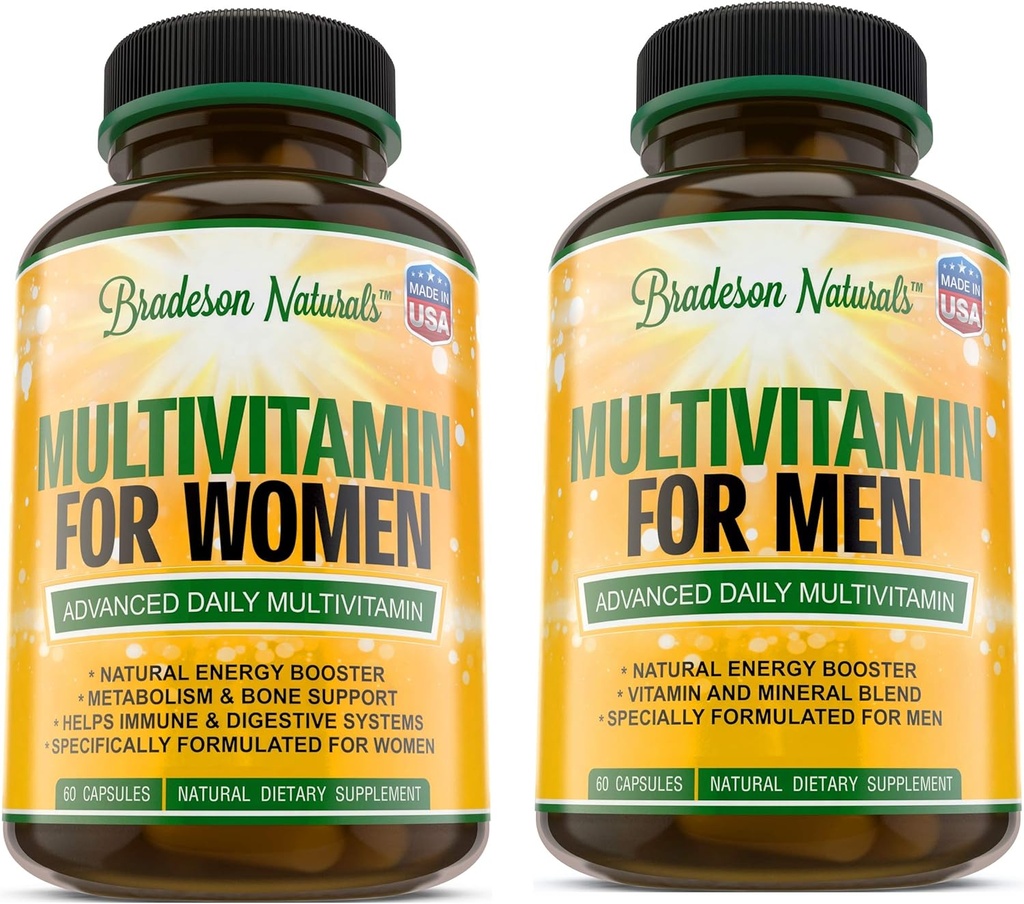 Frauen Multivitamin Supplement + Männer Multivitamin Supplement. Vitamine A C D E & Vitamin B Complex. Immun- und Frauenunterstützung. Verbessert die Herz-Kreislauf- und Prostatagesundheit. Antioxidans und natürliche Energizer