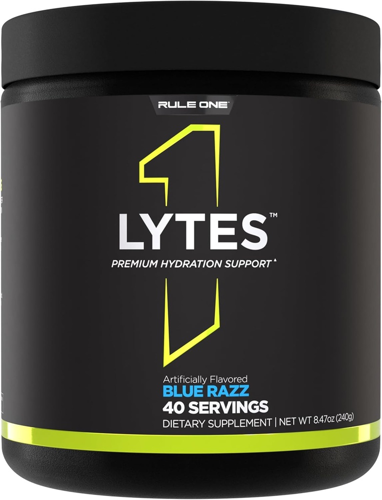 Regel 1 Lytes - Hydration-Support-Mix mit 5 Elektrolyt-Mineralien Enhanced mit Citrullin, Kokoswasser und Wassermelone-Pulver, Plus Antioxidans Vitamin C (40 Servierungen, Blauer Razz)