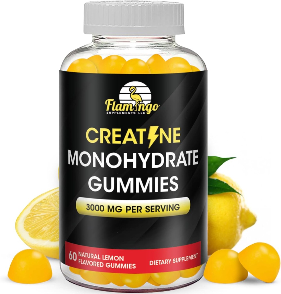 Creatine Gummy Ergänzung- Zitronen-Flamvored Kreatin Monohydrate Pre Workout Chews für Energie-Boost, Kreatin Ergänzung zum Aufbau von Muskel und Stärke, Vegan, Non-GMO 90 Count