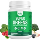 Nested Naturals Super Greens Daily Superfood Powder - Certified USDA Bio Green Powder w/20+ aliments entiers, poudre de spiruline, blé et orge - Probiotiques, fibres et enzymes - Arôme original, 60