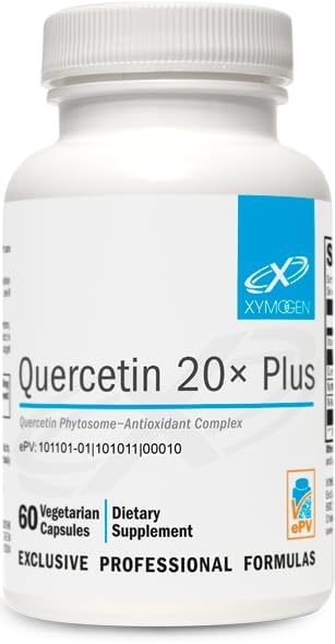 XYMOGEN Quercetin 20× Plus - Suppléments Quercetin - Complexe quotidien avec vitamine C, N-acétyl-L-Cysteine & Nettles - Formulé pour le soutien respiratoire - Vegan et sans gluten (60 capsules)