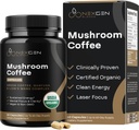 100% Capsules de café de champignons biologiques - Supplément énergie naturelle avec 130 mg de caféine de café vert breveté cliniquement prouvé et extraits de Guayusa pour l'énergie sans jitter et focus (60 portions)