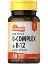 Sundance Vitamin B-Komplex | mit B-12 | 60 Tabletten | Hohe Potenz | Vegetarisch, Non-GMO, und Glutenfreie Ergänzung