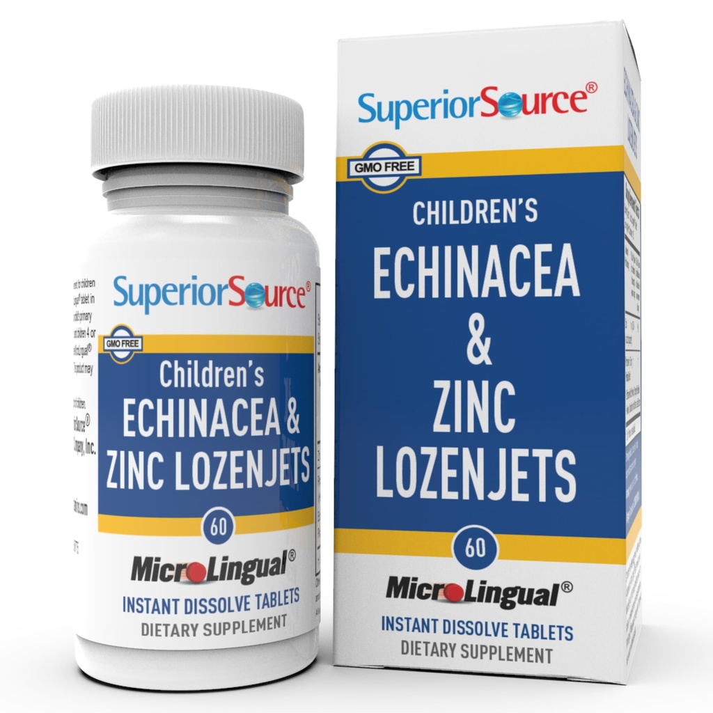 Überlegene Quelle Kinder Echinacea & Zink Lozenjets - Kräuter Immununterstützung für Kinder - Non-GMO & Gluten-Free - Pfefferminz - 60 MicroLingual Dissolvable Tablets