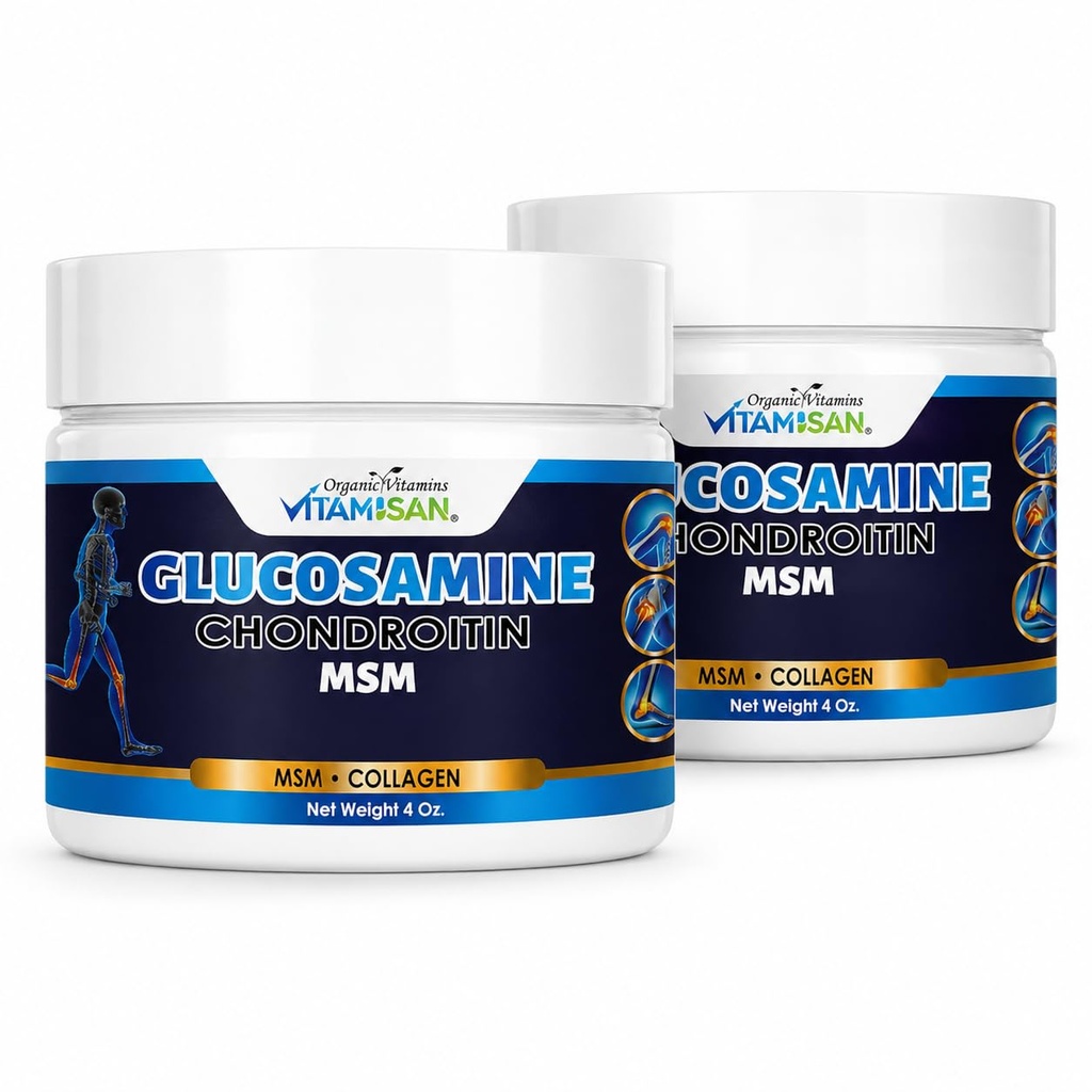 VITAMISAN Glucosamin Chondroitin MSM Kollagen und Arnica Cream 4 OZ 2 Pack
