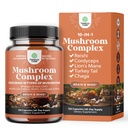 Advanced Mushroom Complex Capsules - 10X Lions Mane Supplement Capsules mit Reishi, Chaga, Maitake & Shiitake für Gehirn-Gesundheits-Memory-Unterstützung & Fokus - Nootropic für psychische Klarheit - 120 Caps