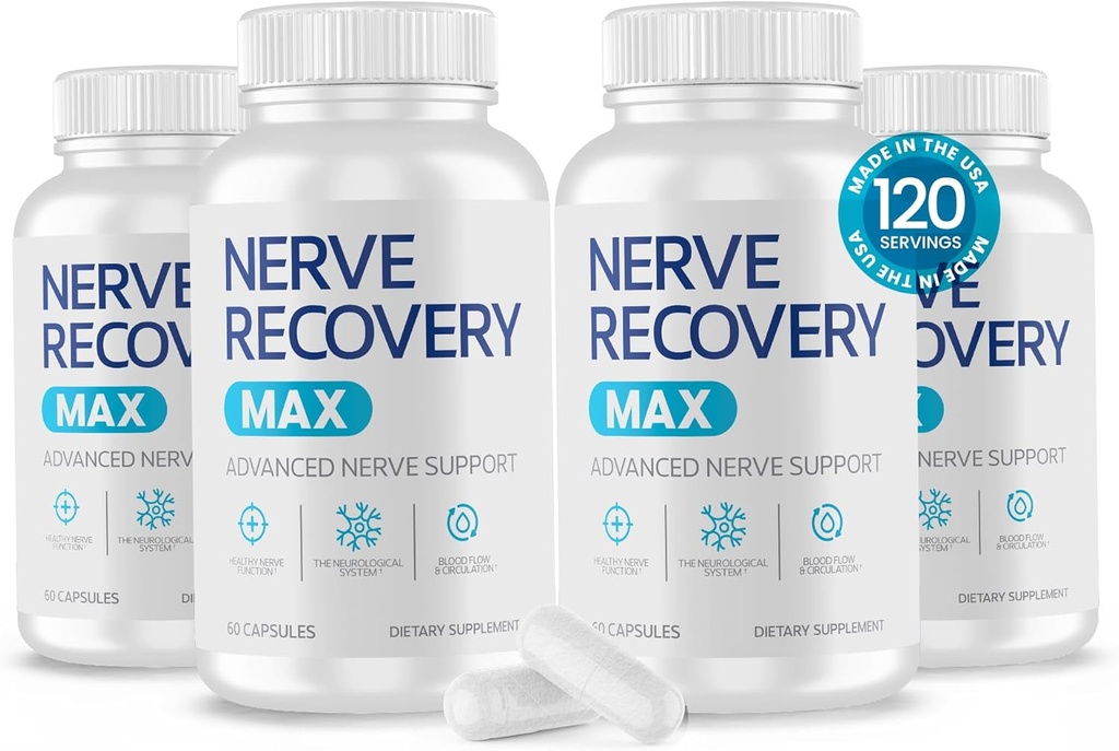 Supplément avancé de soutien aux nerfs non OGM avec vitamine D3 et acide lipoïque alpha pour la protection et la restauration des nerfs - Fabriqué aux États-Unis - 120 jours d'approvisionnement, 4 bouteilles