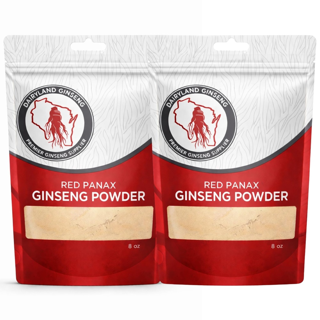 Poudre de ginseng de Panax rouge avec ginsénosides naturels (16 oz)- soutient l'énergie saine, la vitalité, l'humeur et plus, poudre de racine de ginseng de Panax coréen pour smoothies, café ou boissons (2 paquets)