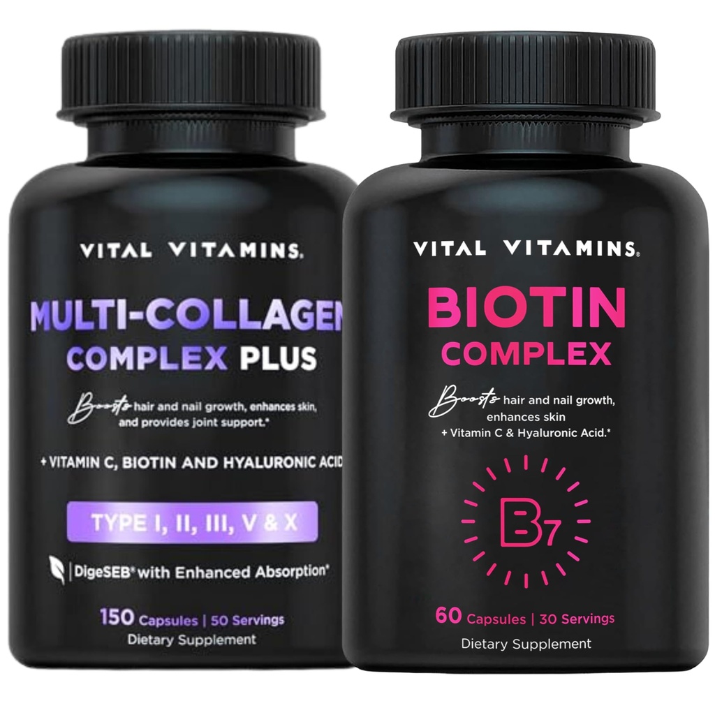 Vitamines vitales Multi Collagène Plus Pills + Biotine complexe Pills