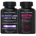 Vitamines vitales Multi Collagène Plus Pills + Biotine complexe Pills