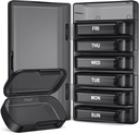 PULIV Wöchentliche Pille Organizer mit großer Kapazität, Dual Protection Pille Box 7 Tage, Arthritis Freundliche Pille Fall leicht zu öffnen, Medizin Organizer für Vitamine, Medikamente, Fischöle, Nahrungsergänzungsmittel (schwarz)