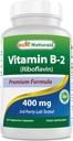 Meilleurs Naturels Vitamine B2 (Riboflavine) 400mg - Anti-migraine - Capsules de Véggie - Précurseur de Conenzyme - 120 Compte