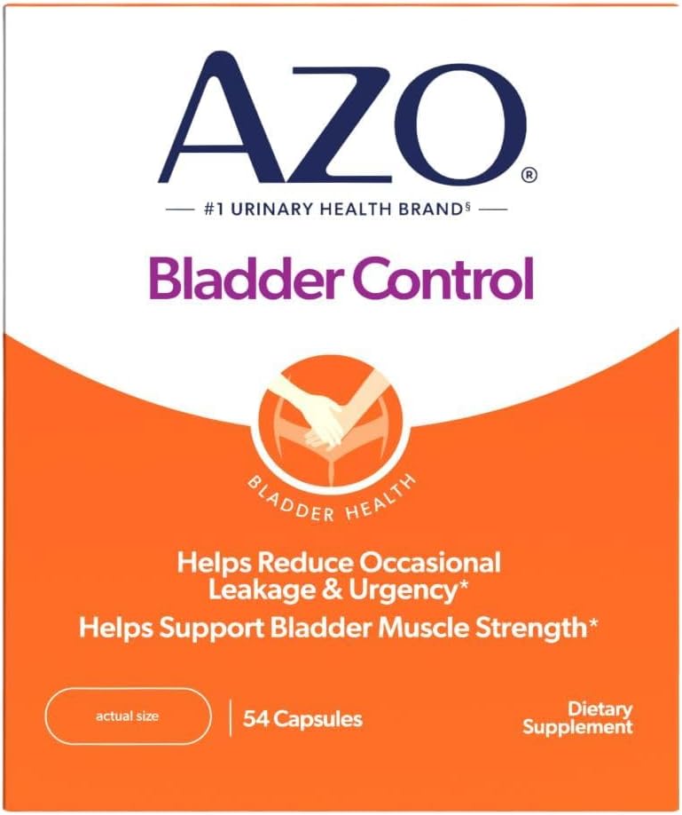AZO Bladder Control mit Go-Less Tägliche Ergänzung | Hilft, die Angelegenheit zu reduzieren* | Hilft, gelegentliche Leckage durch Lachen, Niesen und Bewegung zu reduzieren | 54 Count Capsules