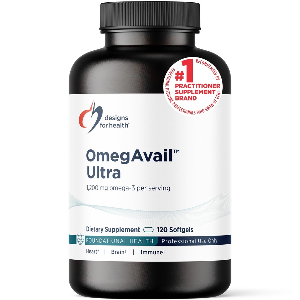 Conceptions pour la santé OmegAvail Ultra TG Huile de poisson 1200mg - Triglycéride Forme Omega 3 Supplément d'huile de poisson avec DHA/EPA - Aucun arrière-goût de poisson (120 Softgels)