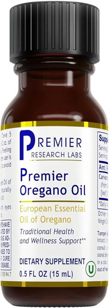 Premier Research Labs Premier Oregano Öl - Öl von Oregano Tropfen mit Carvacrol, Edible Oregano ätherische Ölergänzung für Immun- & Gut Gesundheit - 0.5 Fl Oz