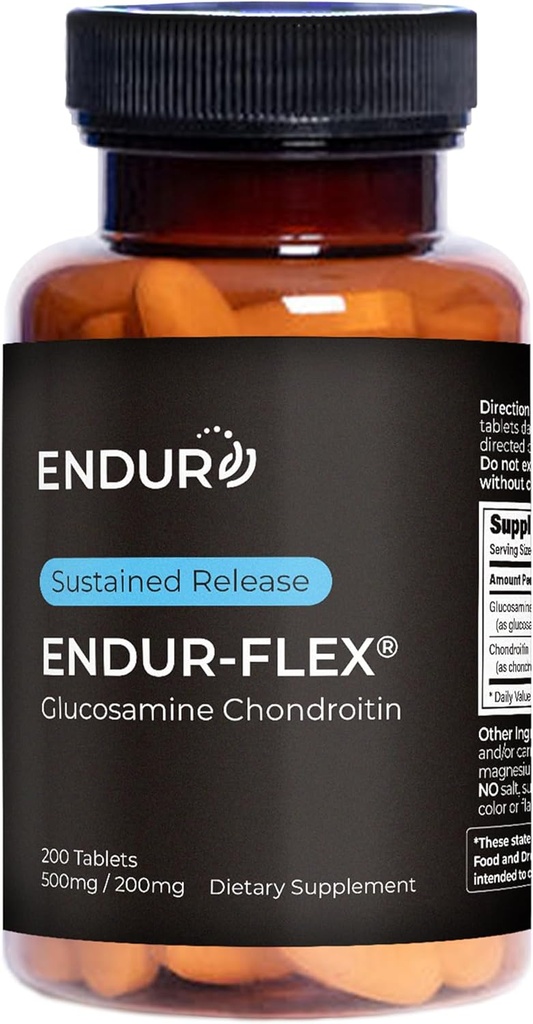 ENDUR-FLEX, Glucosamin Chondroitin Joint Support Supplement zur Unterstützung Ihrer aktiven Mobilität, Glutenfrei, 500mg/200mg (200 Tabletten)