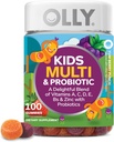OLLY Kids Multivitamin & Probiotic Gummy, Digestive Unterstützung, Vitamine A, D, C, E, B, Zink, Chewable Supplement, Berry Flavor, 50 Tage Versorgung - 100 Count