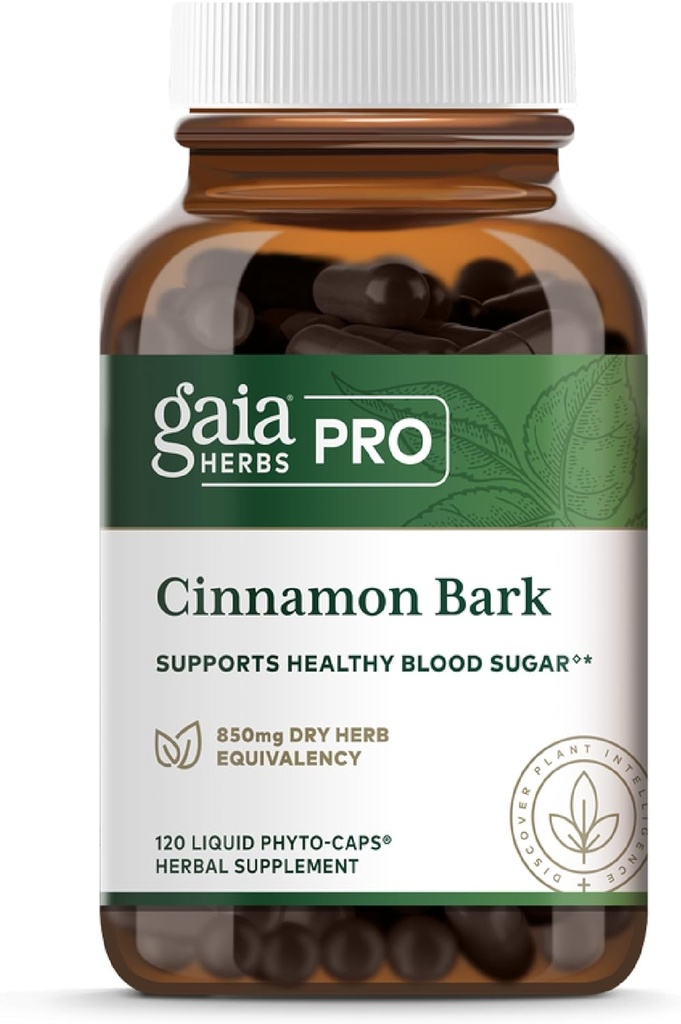 Gaia Herbs Pro Cinnamon Bark - Unterstützt einen gesunden Stoffwechsel - Organic, Vegan, Soy-Free & Gluten-Free - 120 flüssige Phyto-Caps (120 Servietten)