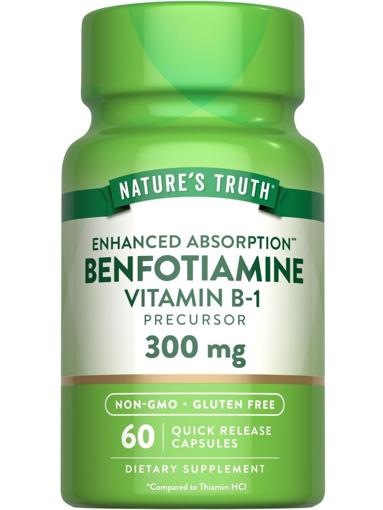 Nature's Truth Benfotiamine | 300mg | 60 Count | Non-GMO und Gluten Free Supplement | Vitamin B1 Precursor