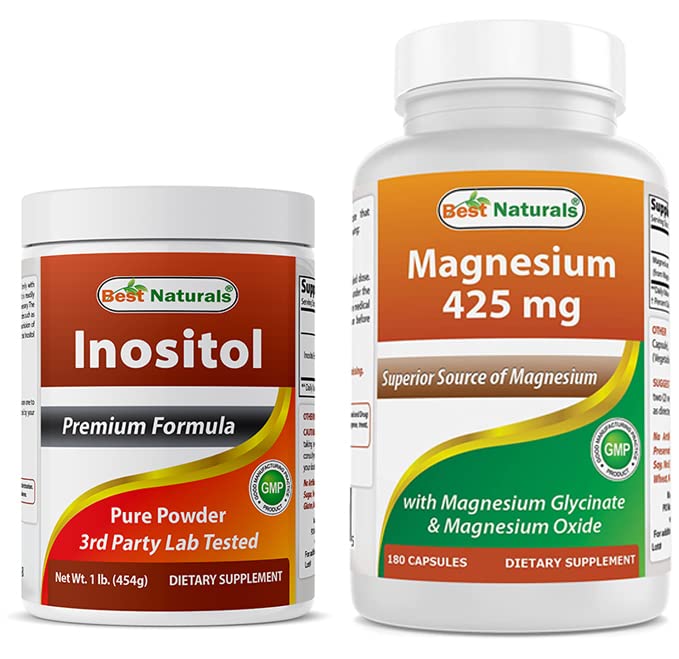 Best Naturals Inositol Pulver 1 Lb & Magnesium Glycinat 425 mg