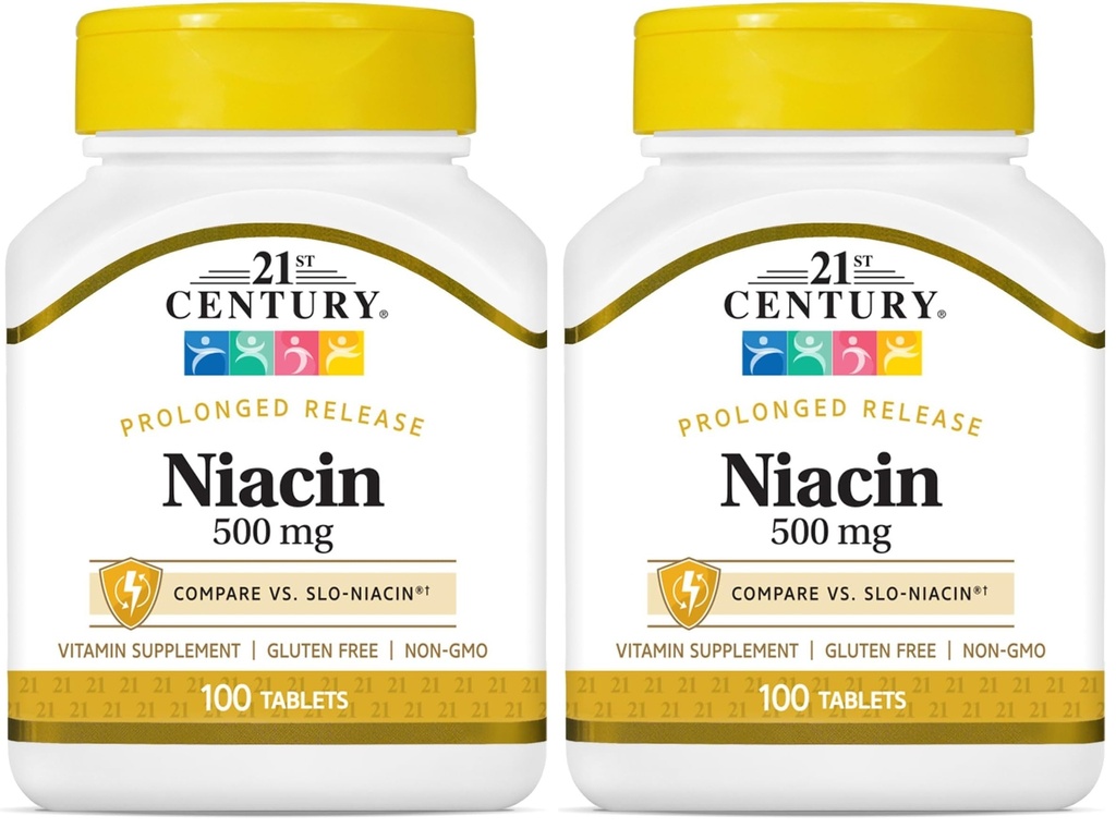 21st Century Niacin 500 mg verlängerte Freisetzung Tabletten, 100 Count (27474) (Pack von 2)