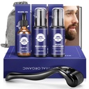 Bart Geschenk-Kit - Öl,Wash,Conditioner, Roller (Needle Länge: 0,25mm) für Bart, Aufbewahrungstasche,Mustache Geschenke Set für Freund Husband Väter Papa Männer Ihn