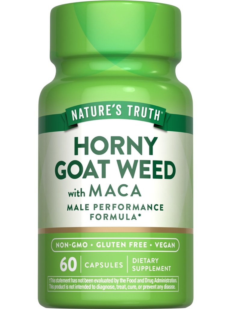 Nature's Truth Horny Goat Weed mit Maca | 60 Pulver Extrakt Kapseln | Vegan, Non-GMO und glutenfreie Ergänzung