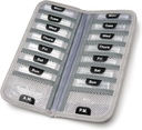 AM/PM Bi-Folding Pill Organizer + Supplement Fall für OTC Medizin, Verschreibung + Vitamine - 14 Labeled Monday-Sunday Slide Lock Pouches, Grey Travel Pill Case