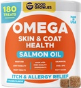 Omega 3 Alaskan Fish Oil Treats für Hunde (180 Ct) - Dry&Itchy Skin + Allergy - Shiny Coats - EPA&DHA Fettsäuren - Natürliche Lachsölkäse - Huhn Türkei