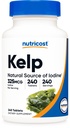 Tablettes de Kelp Nutricost, 325mcg d'iode, 240 comprimés - non-OGM, sans gluten
