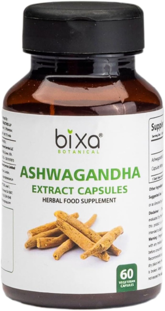 bixa BOTANICAL Ashwagandha Extract (Withania Somnifera Root) | Indian Ginseng- Best Re-Energizer und Immunität Booster | Kräuterergänzung. (60 Stück)