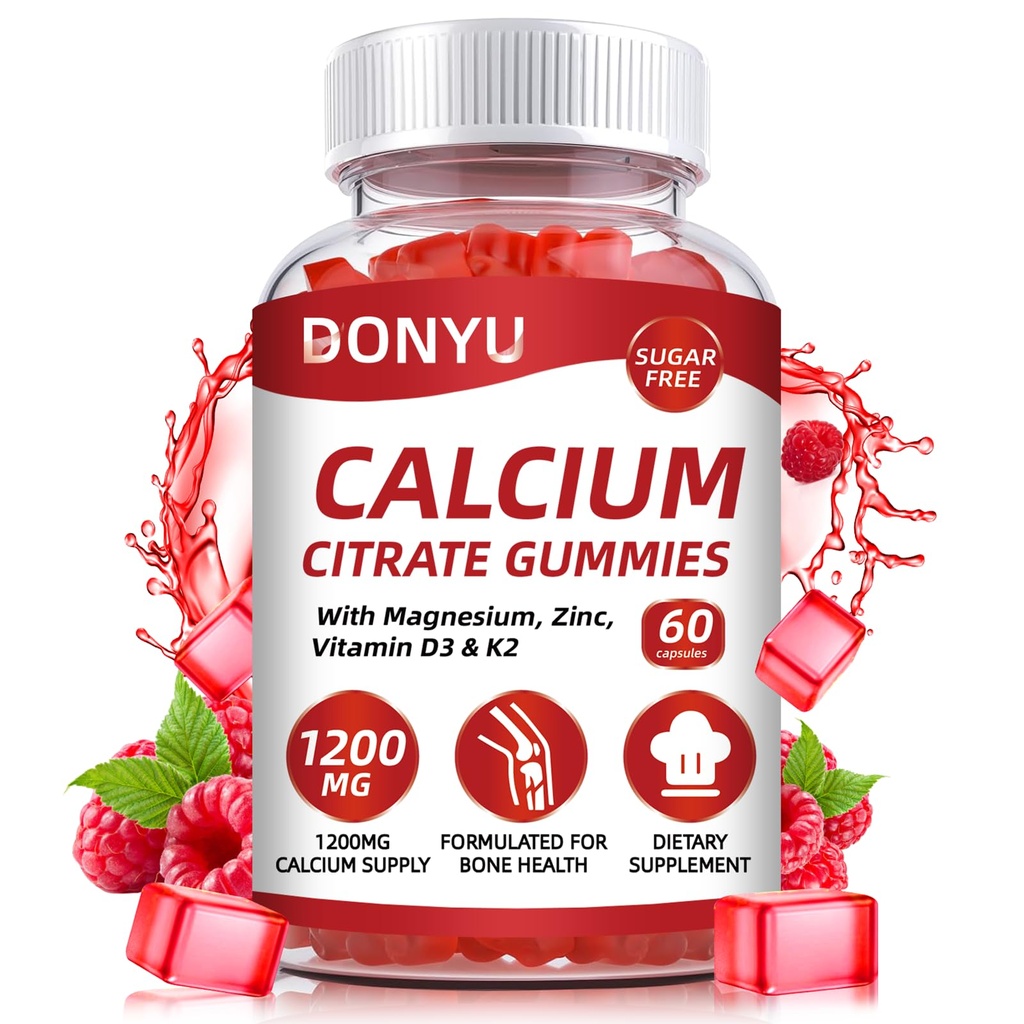 Calcium-Zitrat 1200mg-Gummien mit Vitamin D3: mit Calcium-Magnesium-Zink-Vitamin D3 K2 für Knochen-Muskel-Immun - Ultimative Absorption Kalzium-Ergänzung für Damen und Herren, Zuckerfrei