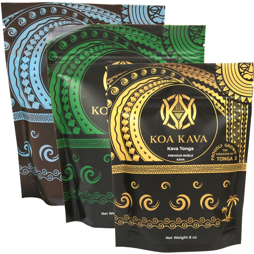 8 Unze Koa Kava Bundle mit Premium Tongan, Fijian Waka und Vanuatu Waka Kava Root Powder