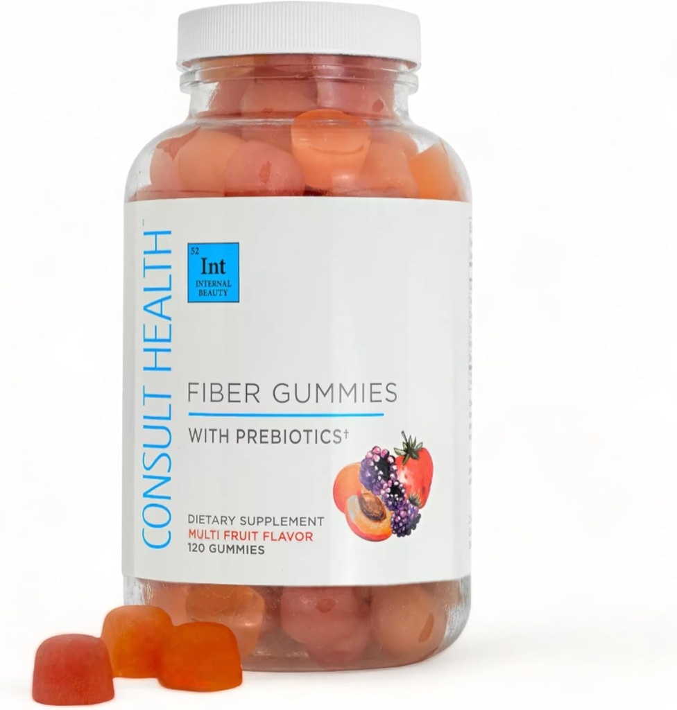 Consult Health Fiber Supplement Gummis - Sugar Free Multi Fruit Flavor - 6g Prebiotic Plant Based Fiber Blend - 120 Count