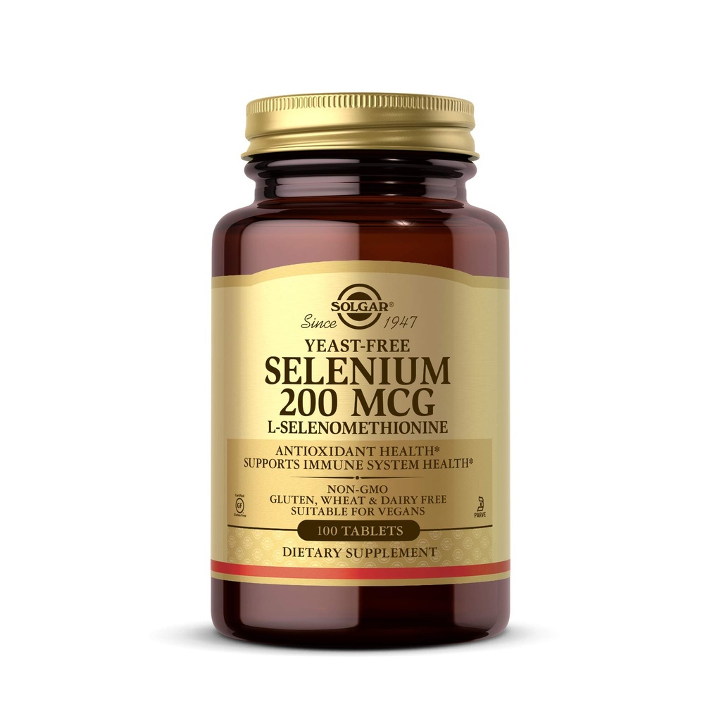 Sélénium sans levure 200 mcg 100 Comprimés - Supports Antioxydants et système immunitaire Santé - Non-OGM végétalien sans gluten sans laitier Casher - 100 portions, non aromatisé, emballage standard