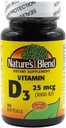 Mélange naturel Vitamine D3 25 MCG (1000 UI) Facile à avaler, 100 SOFTGELS