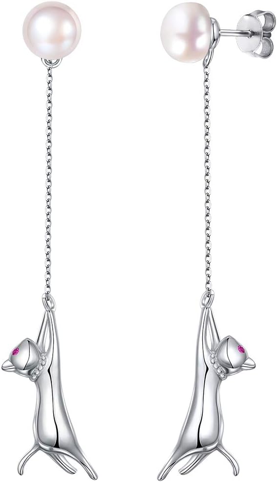 SILVERCUTE 925 Boucles d'oreilles en argent sterling pour les femmes,Silver Cat/Dinosaure/Devil Horn/Leaf/Snake/Skeleton Diverses boucles d'oreilles ou des menottes