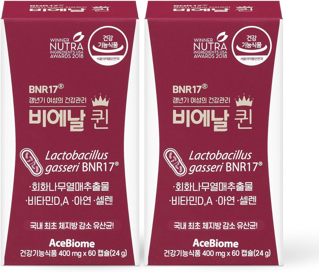 Bnr Queen, Menopausal Support Probiotic für Damen, 10 Billion CFU Garantiert, Lactobacillus gasseri BNR17, 60Capsules x 2packs